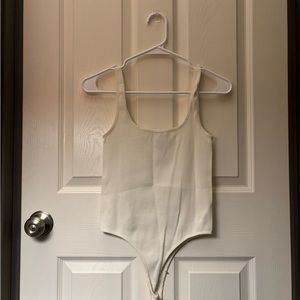 S/M White Ribbed Bodysuit